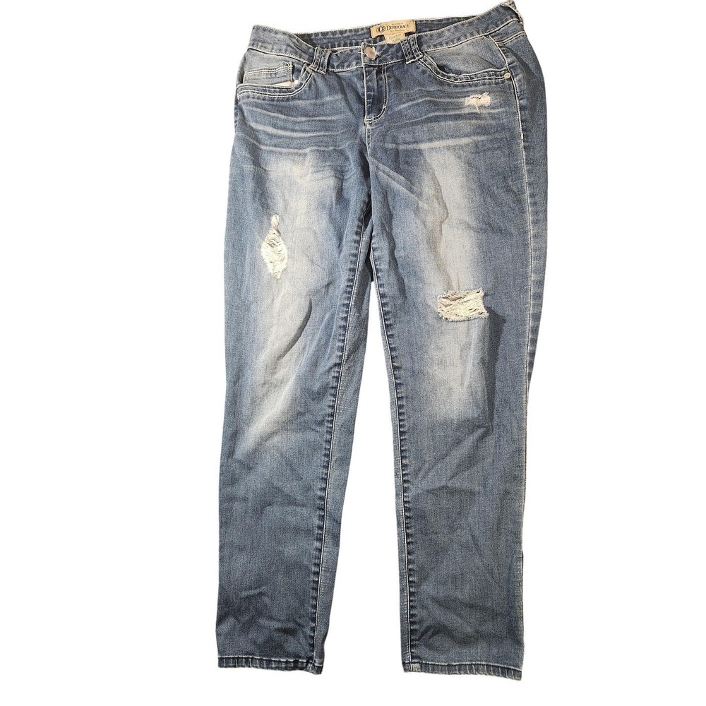 Democracy Freedom Ankle Skimmer Jeans Womens 6 Blue Distressed Stretch Denim